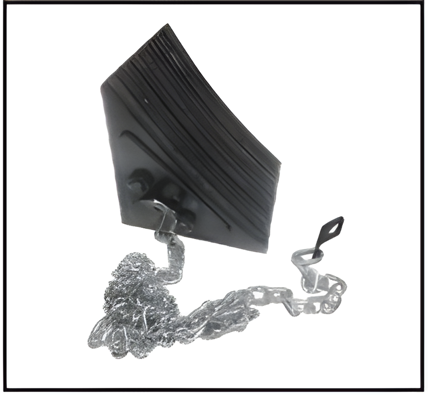 Laminated Rubber Wheel Chock with 10' Chain